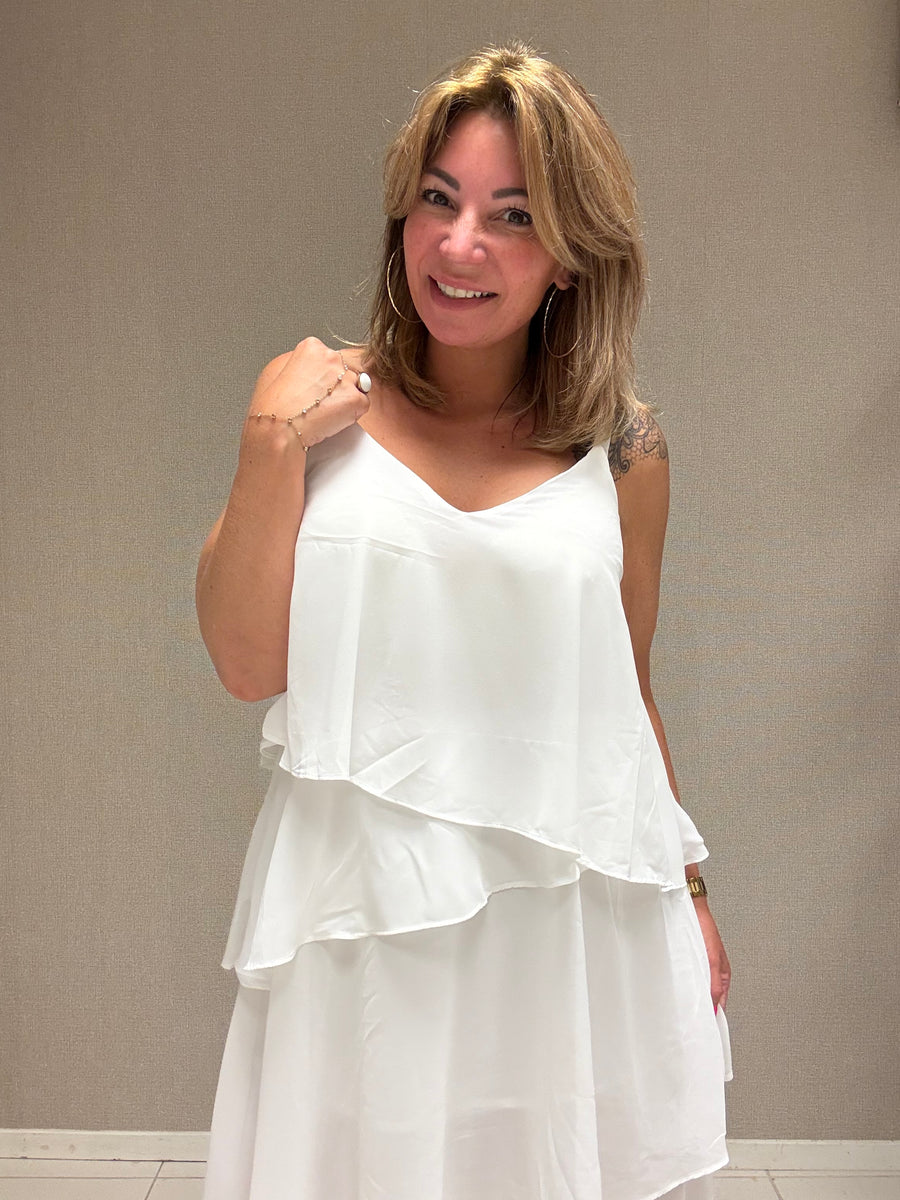 Maxi jurk volants wit