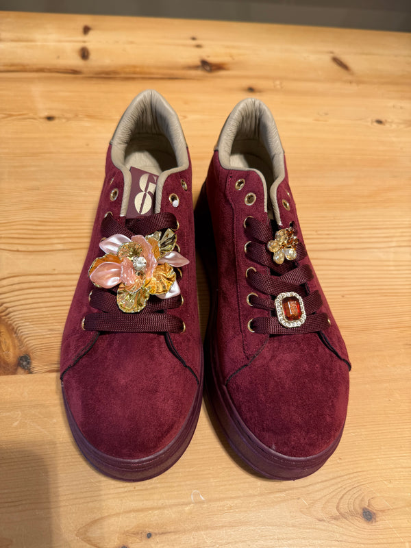 Sneakers Bordeaux strass bloem
