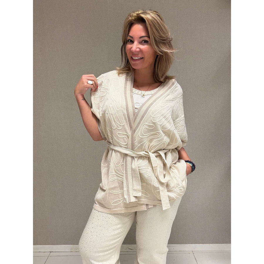 Luxe champagne vest Ibiza, stijlvol en draagbaar tot maat 44.