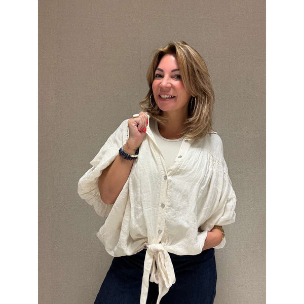 Oversized blouse linnen beige