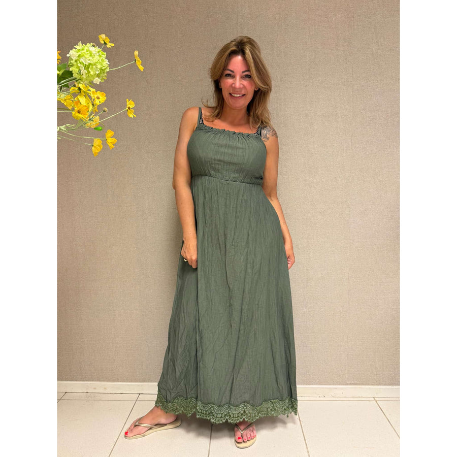 Jurk Cici legergroen voor dames, elegante groene jurk.