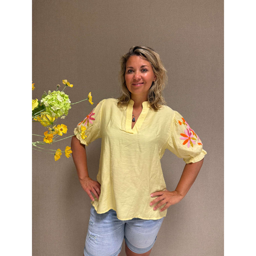 Blouse Flower - Geel