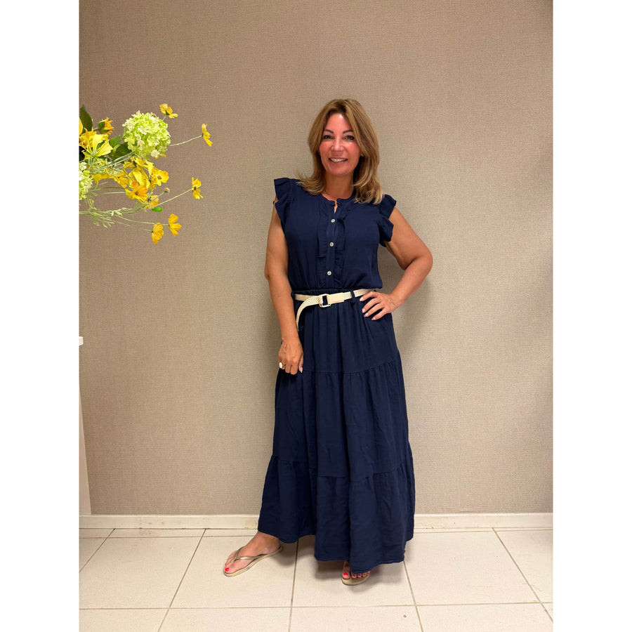 Set rok en top in marine blauw voor dames.