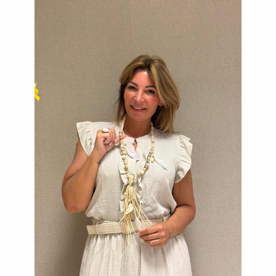 Beige rok top set voor dames, stijlvolle tweedelige outfit.