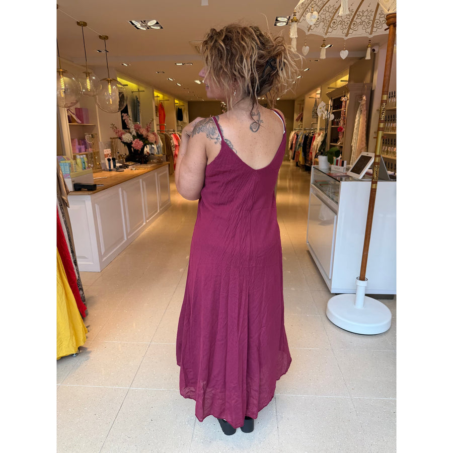 Jurk Ruffle Bordeaux