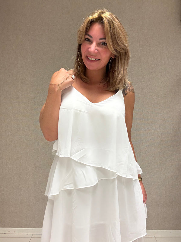 Maxi jurk volants wit