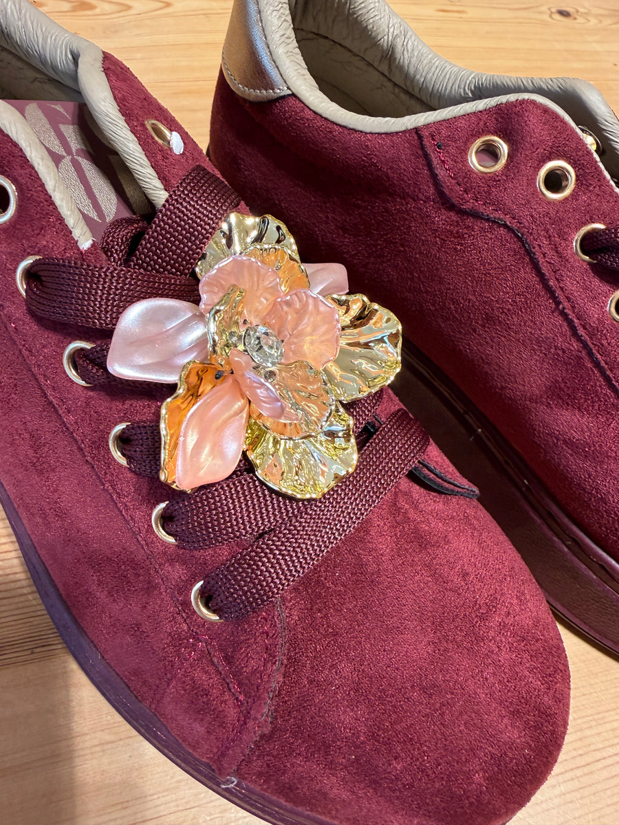 Sneakers Bordeaux strass bloem