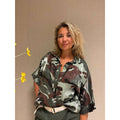 Blouse camouflage groen dames modieus legerprint casual shirt