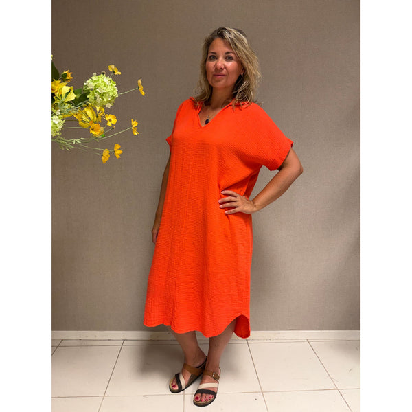 Jurk Crêpe - Donker Oranje