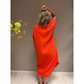 Jurk crêpe donker oranje elegante damesjurk stijlvol model