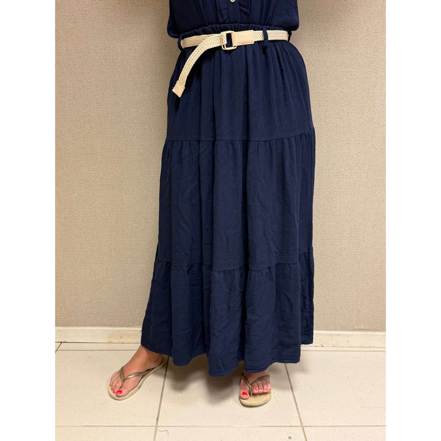 Set rok en top in marine blauw voor dames.