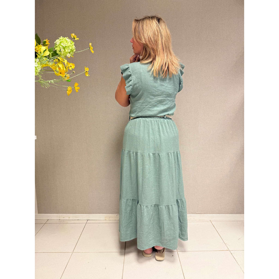 Rok top set in salie groen voor dames