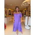 Paarse off-shoulder linnen jurk voor dames