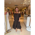 Bruine linnen off-shoulder jurk voor dames